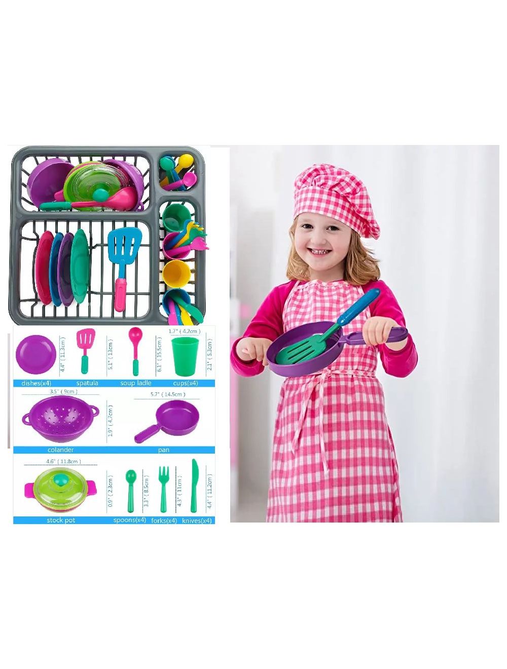 Pretend Play Kitchen Dish Set 27PSC Kids Toys Accessories For Boys Girls