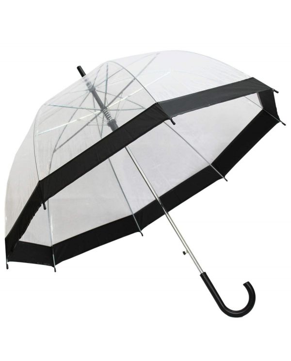 Large 31/" Black Clear See Through Dome Umbrella Ladies Walking Rain Brolly