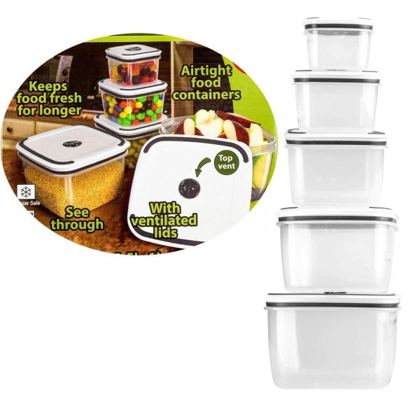 10pc Vented Food Storage Containers Plastic Bo 10pc Vented Food Storage Containers