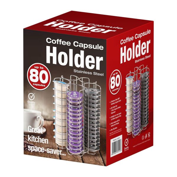Stainless Steel 80 T-Disc Bosch Tassimo Coffee Pod Capsule Holder Dispenser New