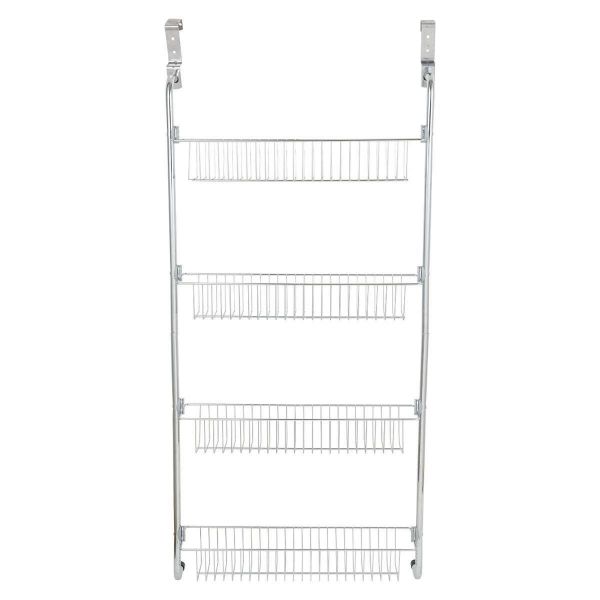 Taylor Brown 4 Tier Chrome Over Door Hanging Kitchen Bathroom Storage Rack Shelves