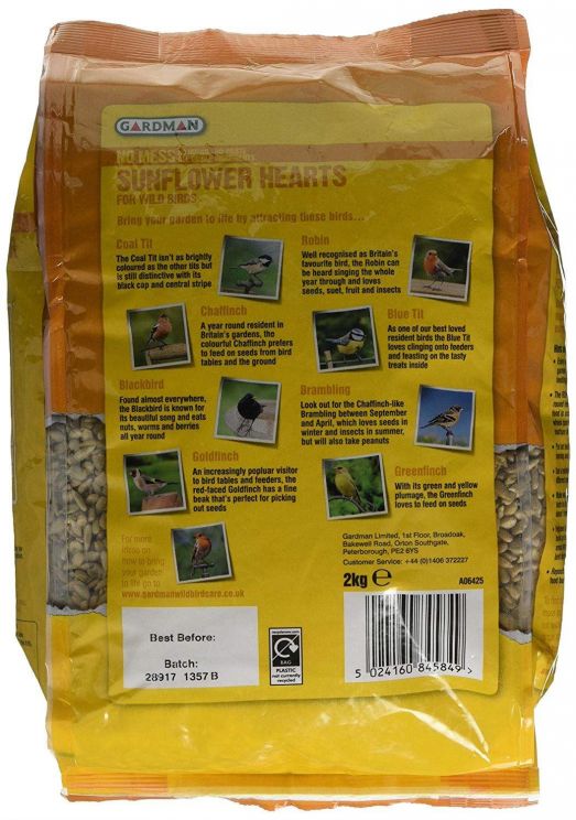 Gardman A06425 2 Kg Sunflower Hearts Multi Colour
