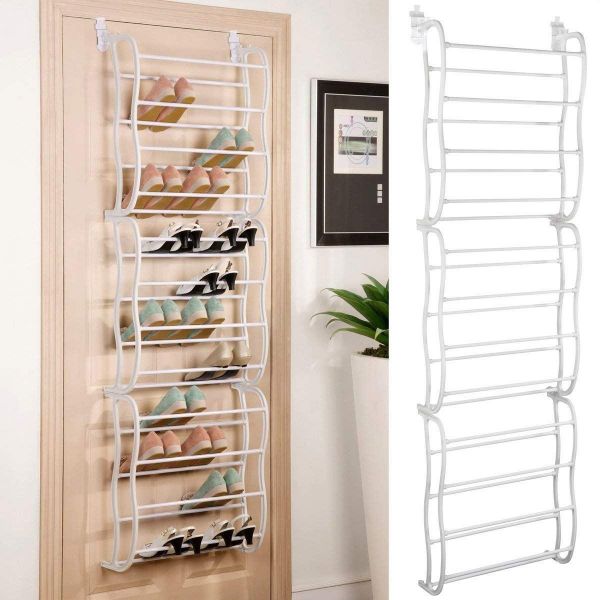 Popamazing 12 Tier Over Door Hanging Hook Shoe Rack Storage Holder Organizer Stand Heavy Duty For