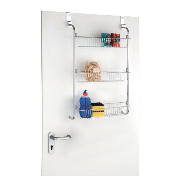 Taylor Brown 3 Tier Chrome Over Door Hanging Kitchen Bathroom Storage Rack Shelves