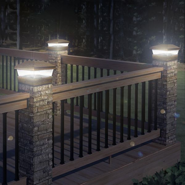 8 X Solar Powered Bronze Led Outdoor Garden Post Deck Cap Square Fence Lights - Garden Fence Post Lights Uk 8 X Solar Powered Bronze Led Outdoor Garden Post Deck Cap Square Fence Lights - Garden Fence Post Lights Uk