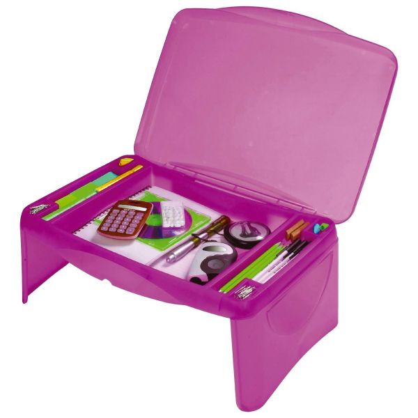 Kids Folding Lap Desk Storage Box With Compartments Pink